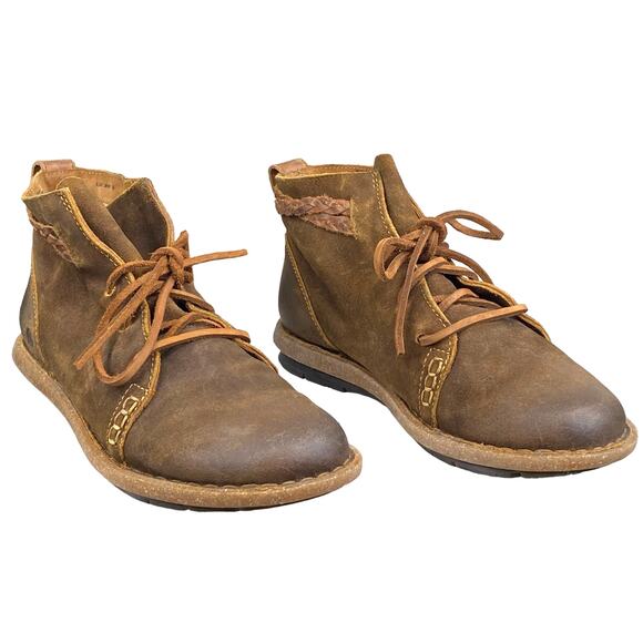 Born Women's Temple Brown Leather Distressed Ankle Boot Size US 9.5 - Picture 5 of 12